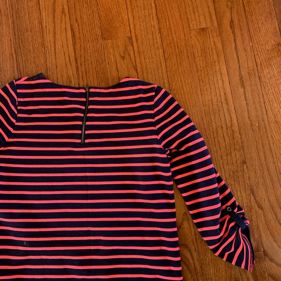 Blue and Hot Pink Stripe Boat Neck Dress - Picture 4 of 4